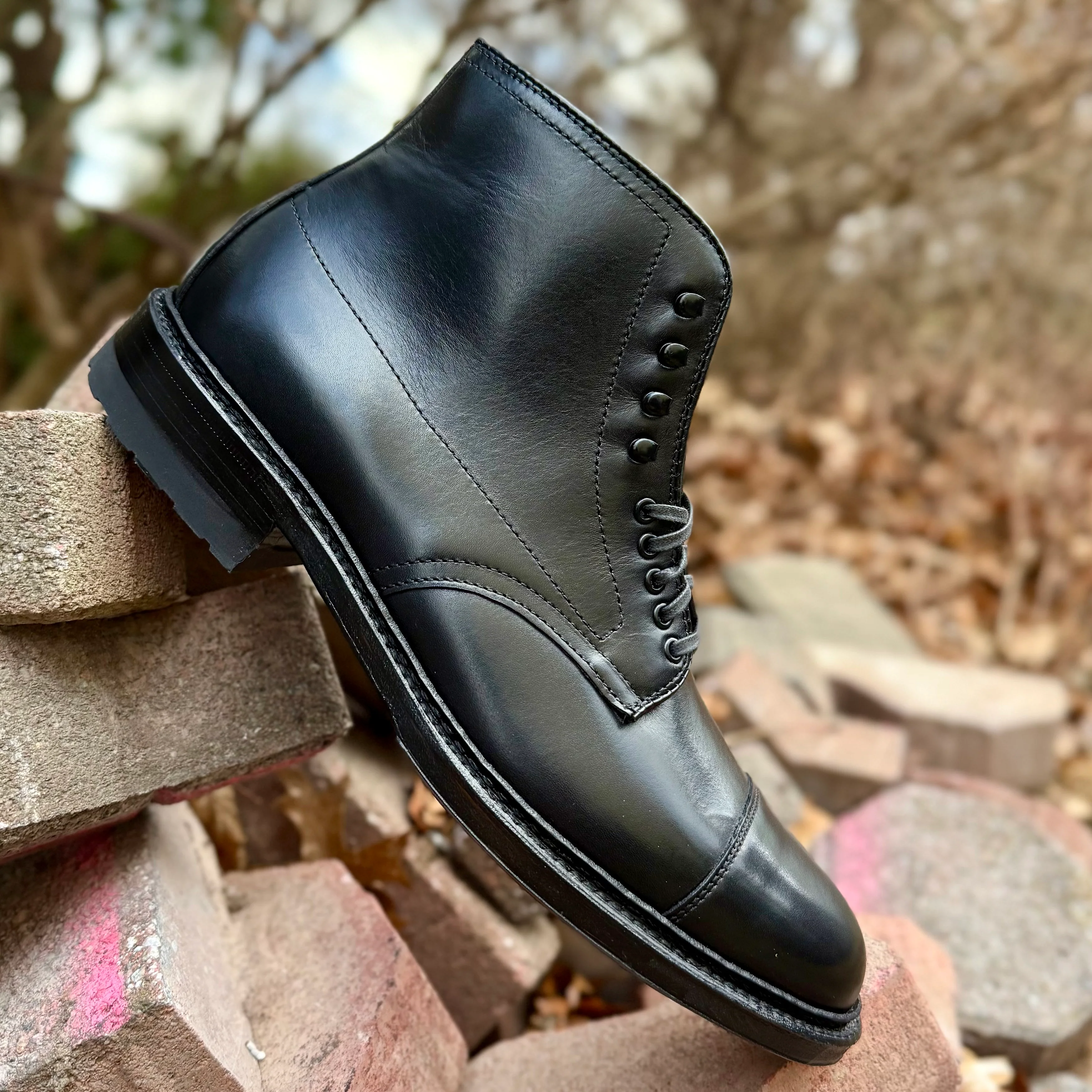40797HC - Black Cap Toe Boot with Commando Sole - Image 8