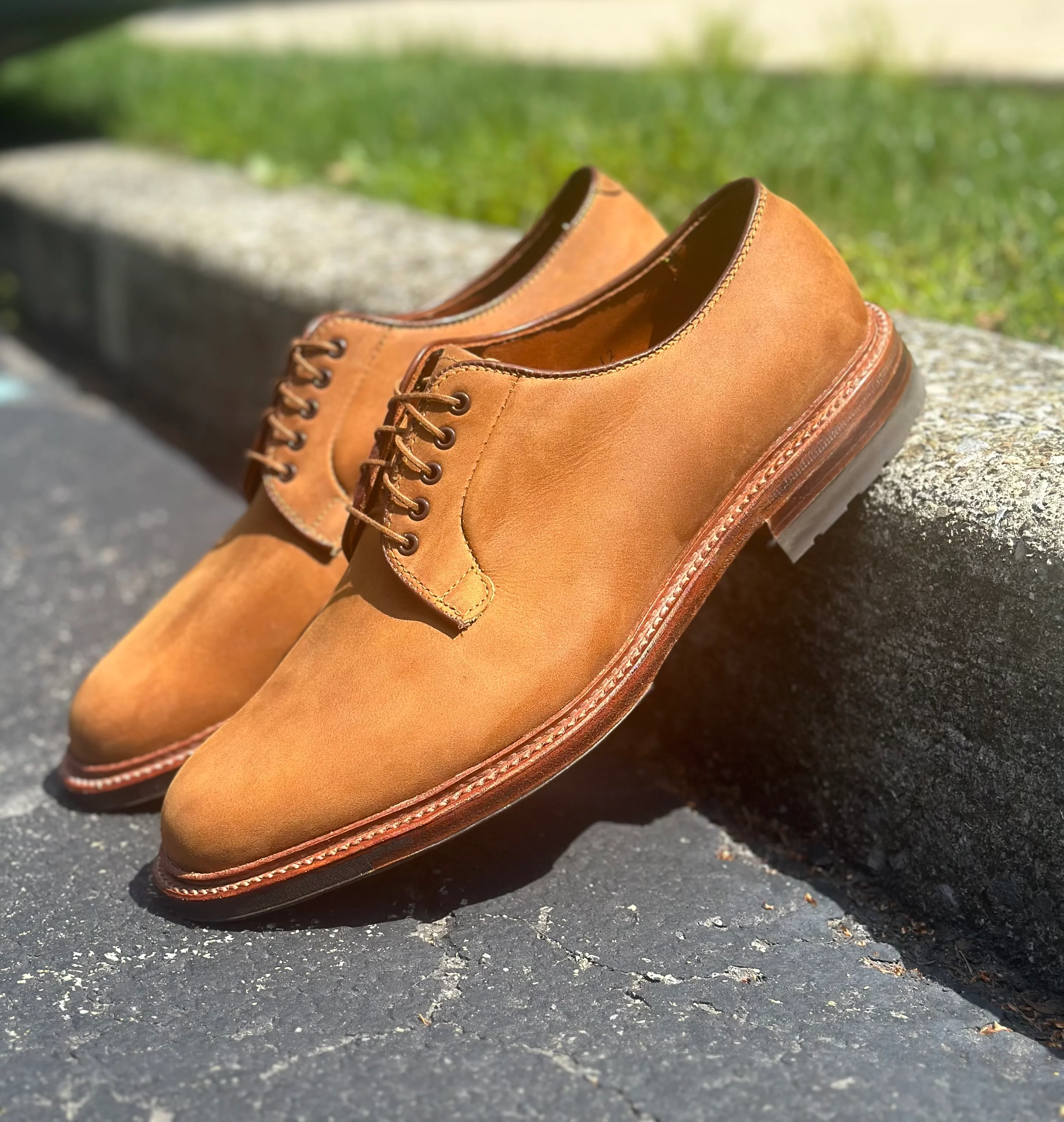 9475C - Plain Toe Blucher in Tan Smooth Chamois - Image 4