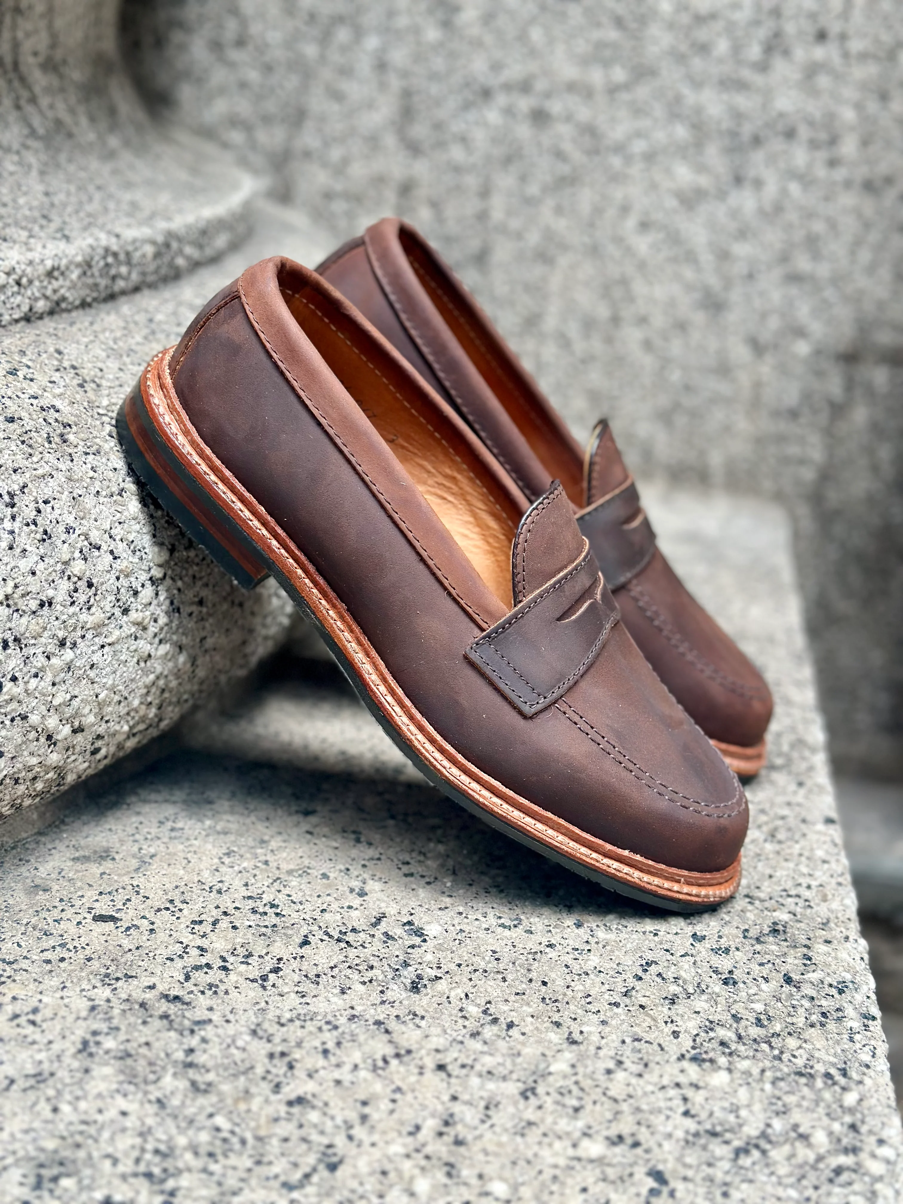 D2216L - Smooth Tobacco Chamois Penny Loafer - Image 4