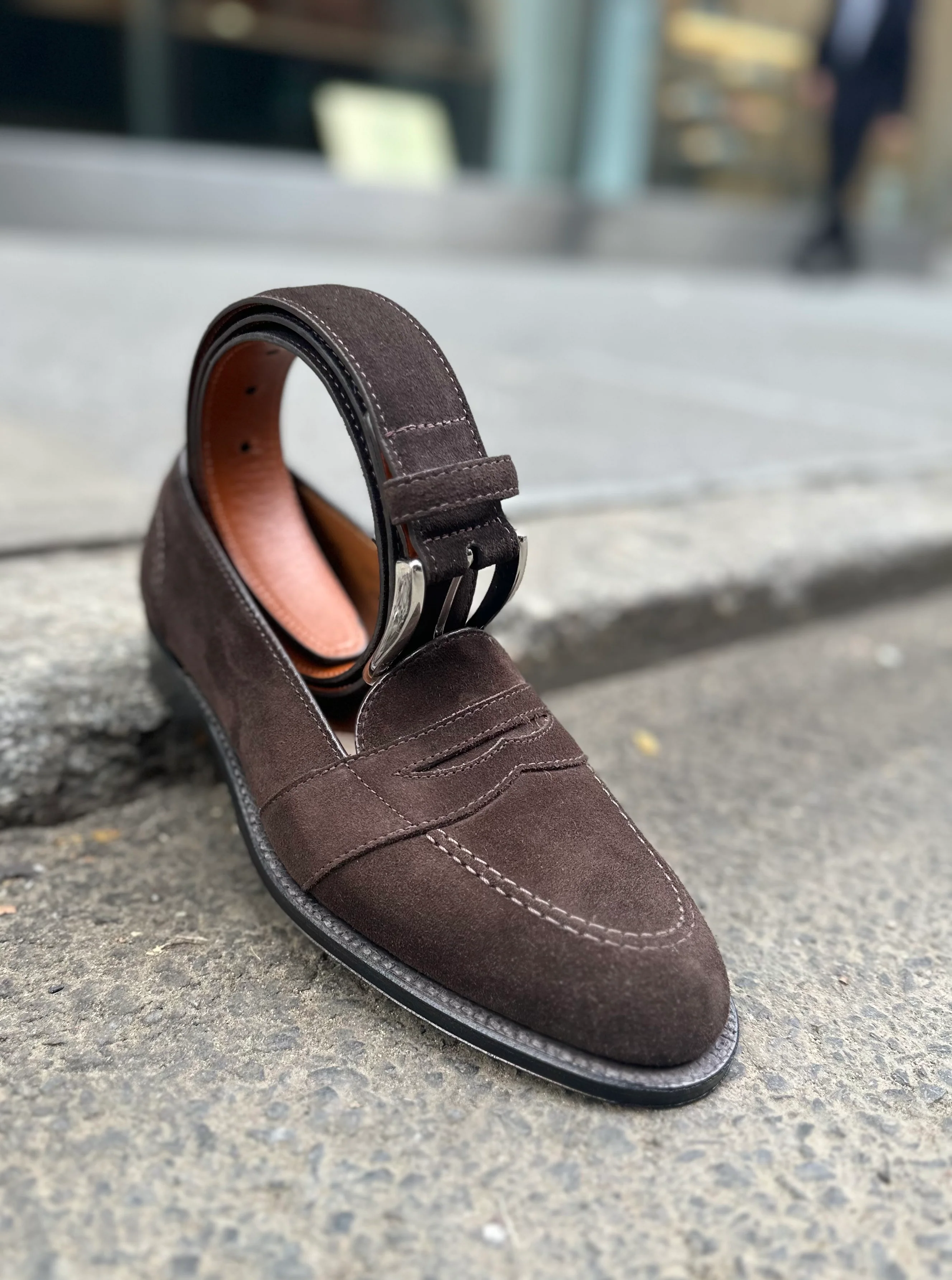 G9201 - Dark Brown Suede Full Strap Lofaer - Image 3