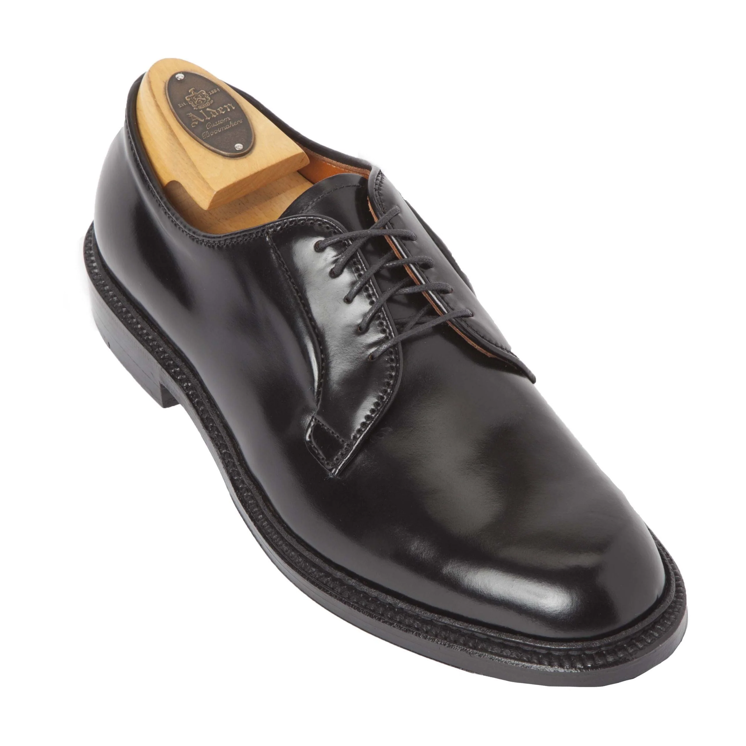9901 - Plain Toe Blucher Black in Shell Cordovan - Image 4